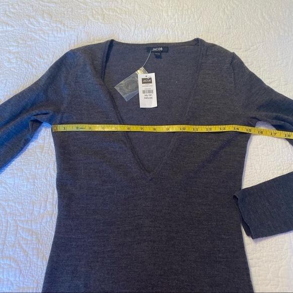Jacob NWT Merino Wool V-Neck Gray Sweater - XS - Picture 7 of 9